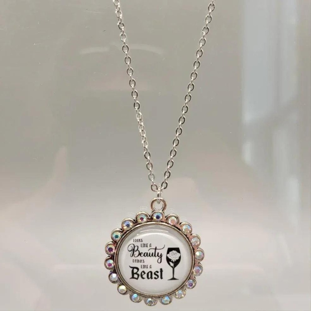 Beauty‎ and the Beast quote bling necklace